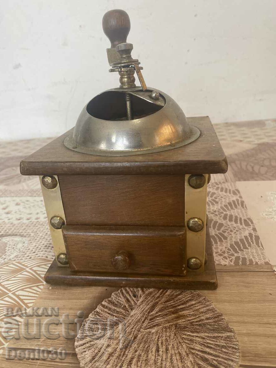 Old wooden coffee grinder