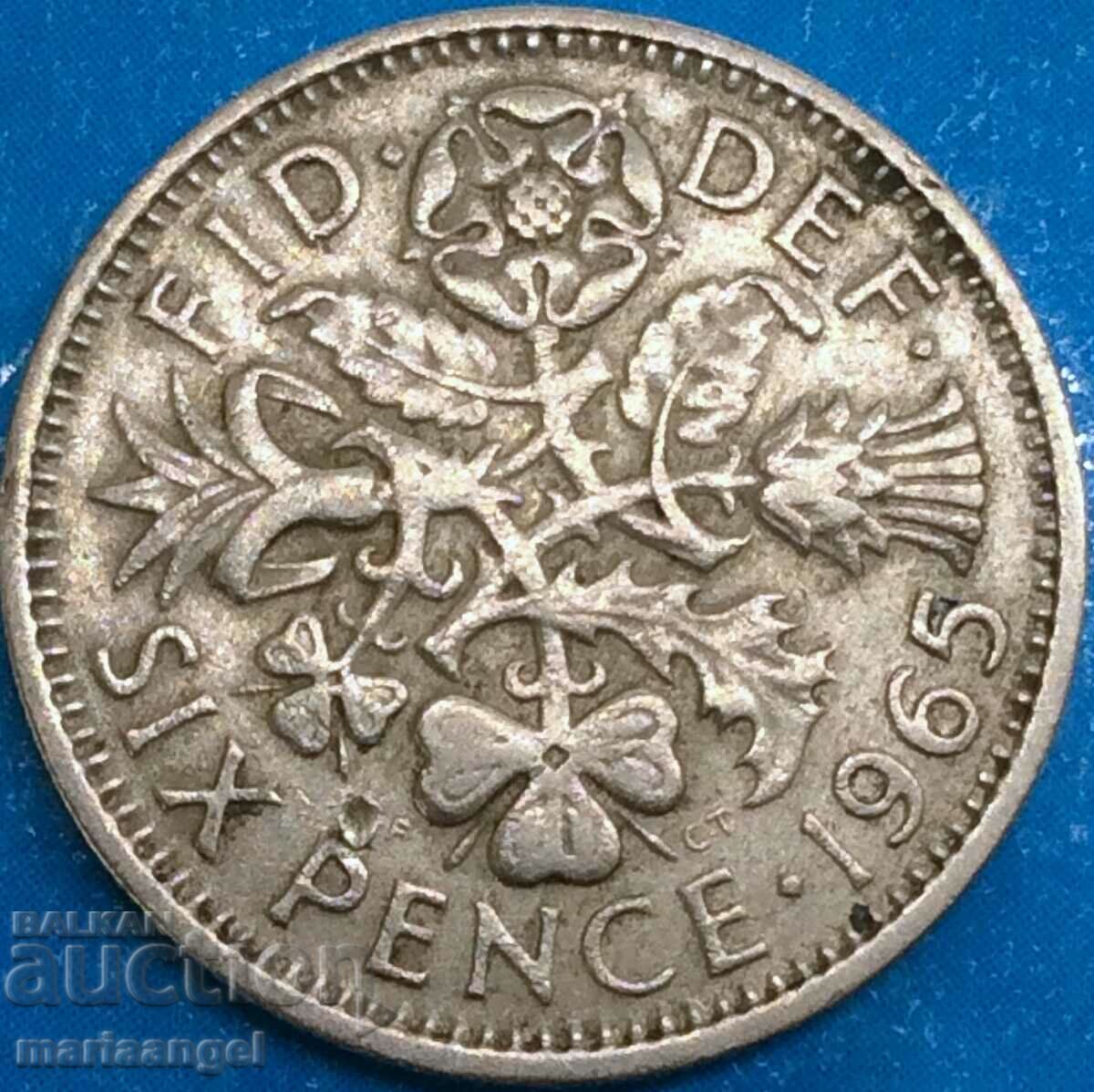 Marea Britanie 6 pence argint 1965