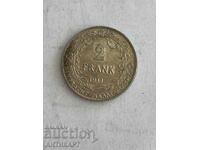 silver coin 2 francs Belgium 1911 silver