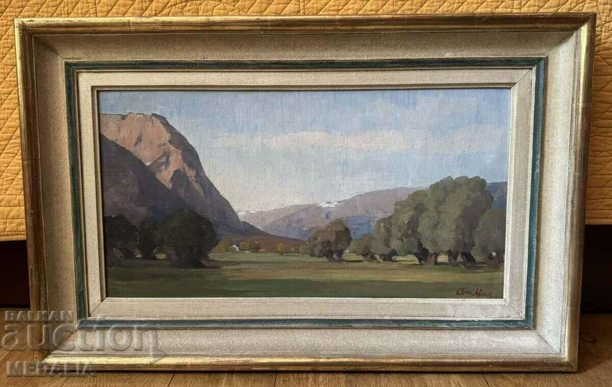 Atanas Mihov-"Landscape"-oil paints-signed