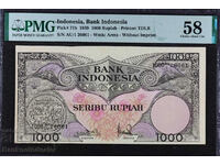 Indonesia 1000 Rupiah 1959 Pick 71b PMG 58