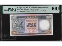 Hong Kong 20 Dollars 1989 Pick 192c PMG 66