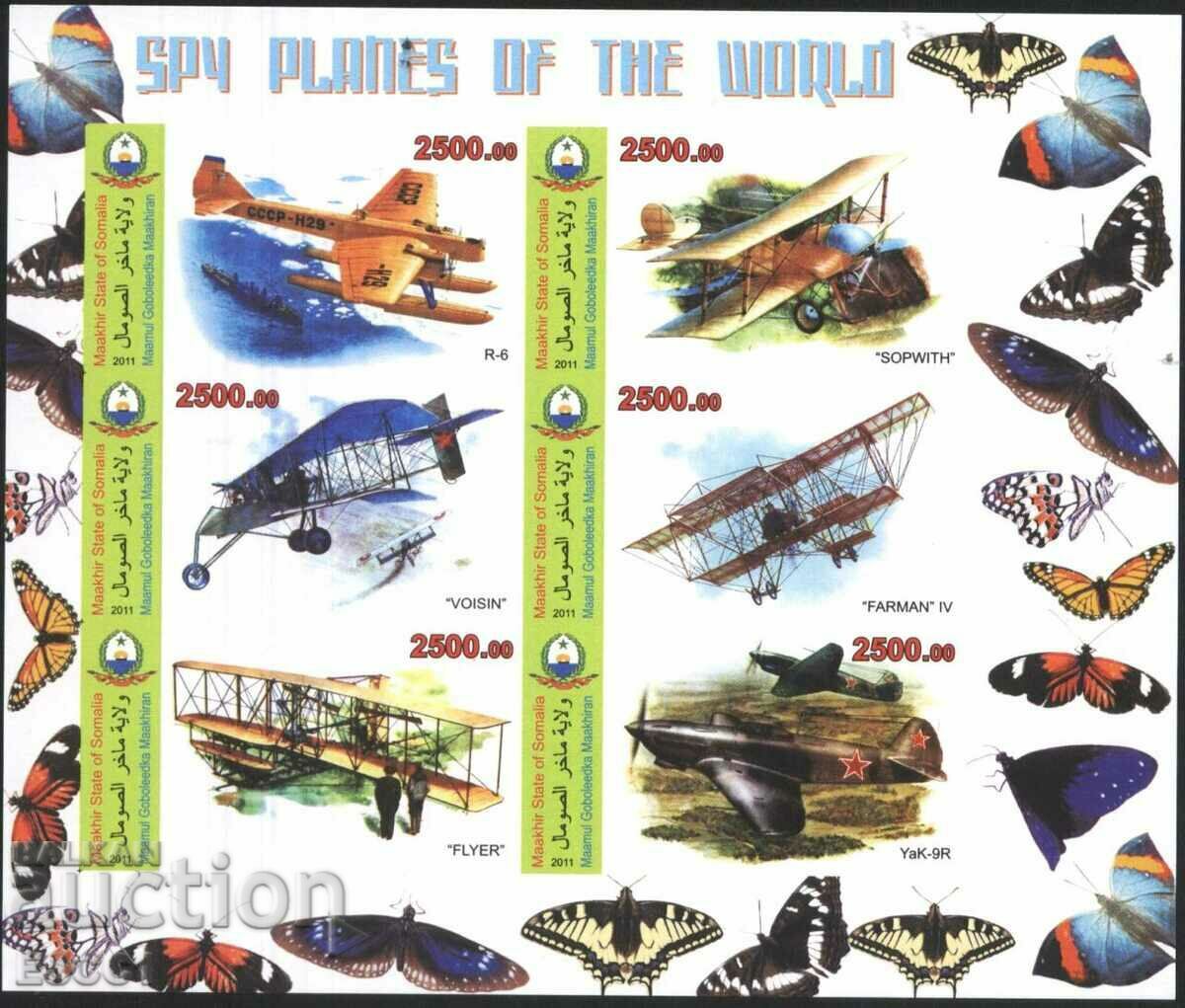 Clean stamps in small sheet Aviation Aircraft 2011 from Somalia