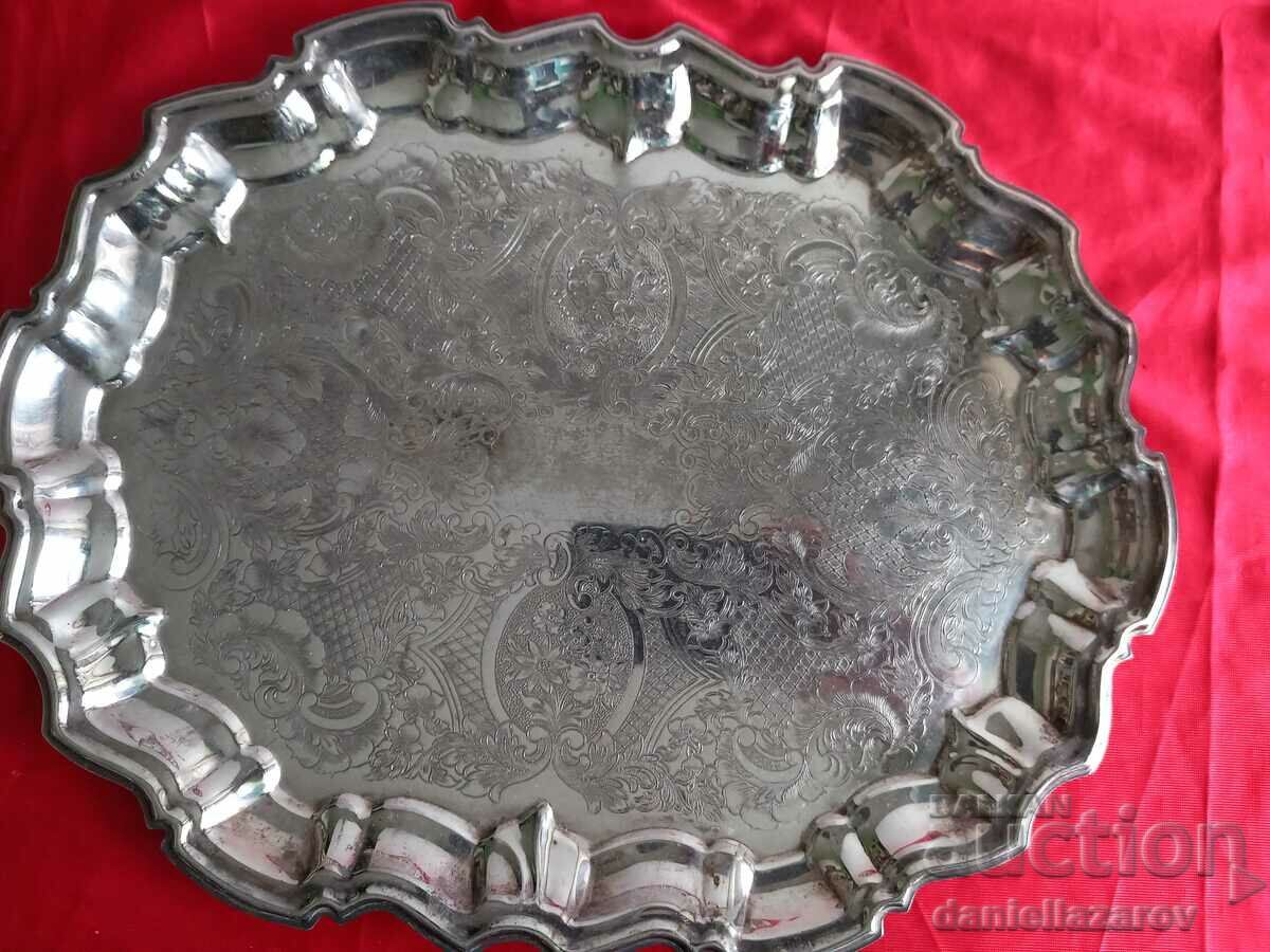 Auction Old Ornate English SILVER Platter Platter Auction Old Ornate English SILVER Platter Platter