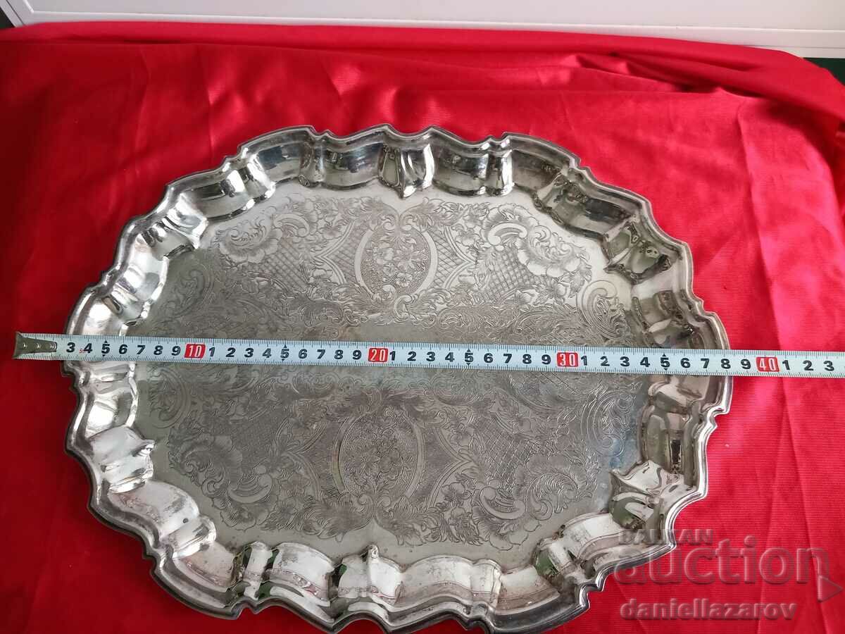 Old Ornate English SILVER Platter Platter - 7 Old Ornate English SILVER Platter Platter - 7