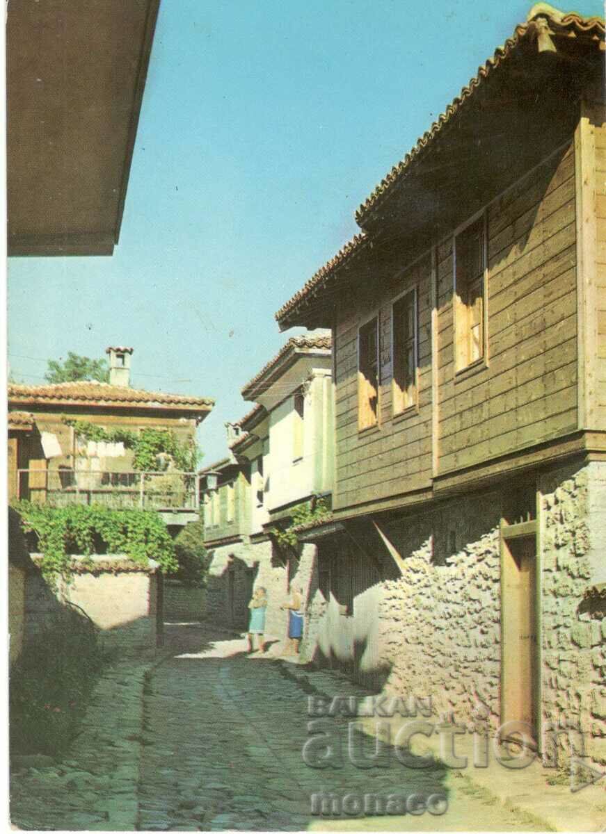 Old postcard - Nessebar, Old houses