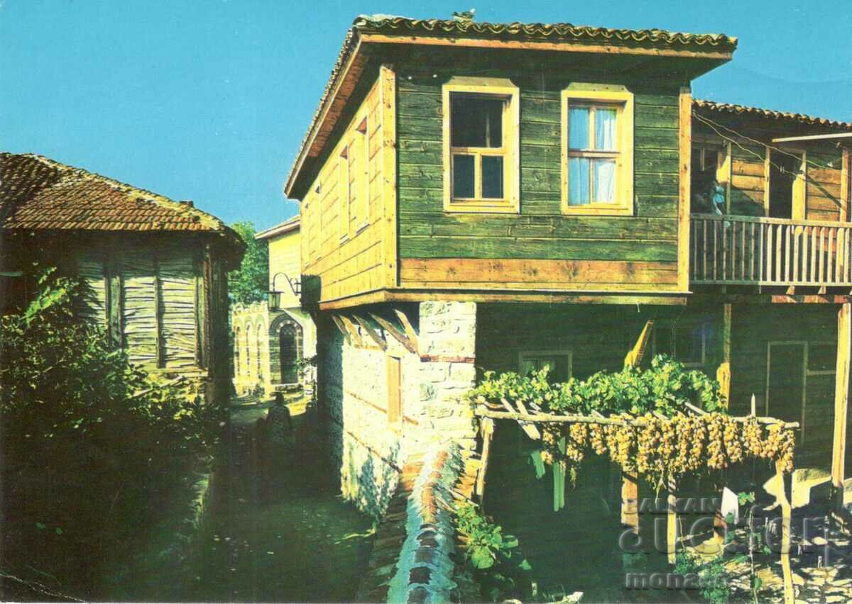 Old postcard - Nessebar, Old houses