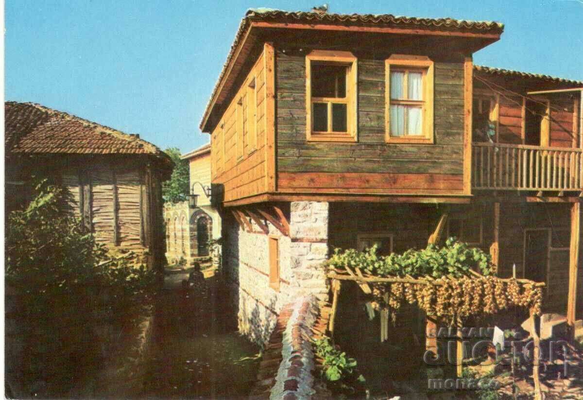 Old postcard - Nessebar, Old houses