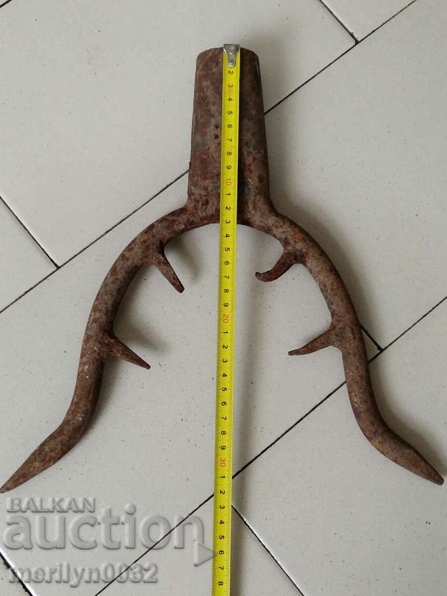 Delivery of Old Wrought Two Prong, Pitchfork, Wrought Iron Delivery of Old Wrought Two Prong, Pitchfork, Wrought Iron
