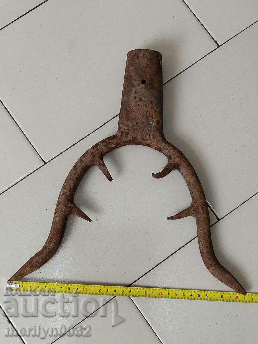 Old Wrought Two Prong, Pitchfork, Wrought Iron - 5 Old Wrought Two Prong, Pitchfork, Wrought Iron - 5