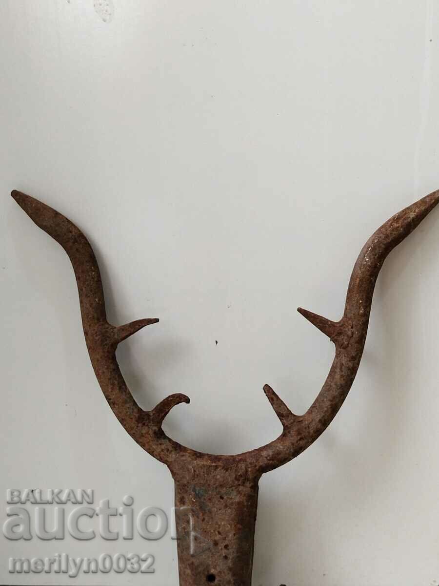 Old Wrought Two Prong, Pitchfork, Wrought Iron - 6 Old Wrought Two Prong, Pitchfork, Wrought Iron - 6