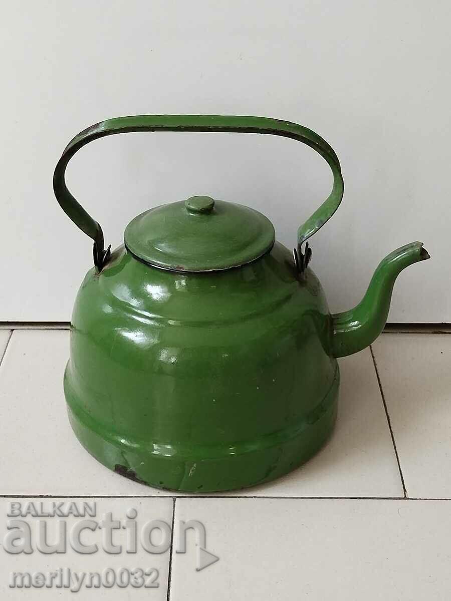 Enameled teapot made of soca, dish with enamel, NRB with price 43.00 BGN | € 21.99 Enameled teapot made of soca, dish with enamel, NRB with price 43.00 BGN | € 21.99