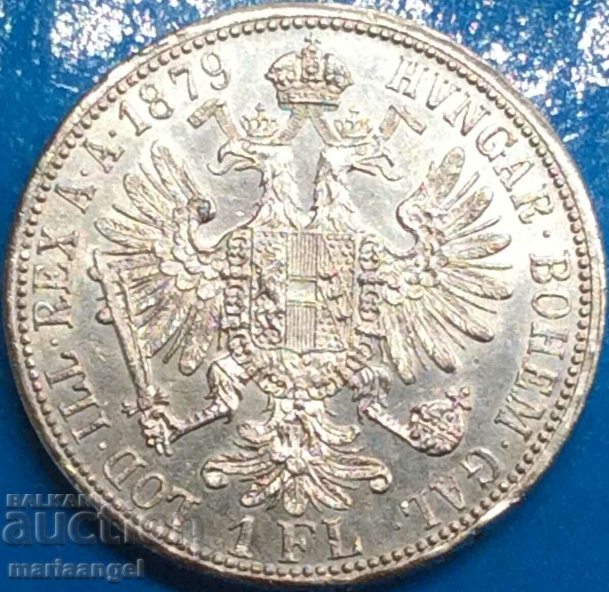 Austria 1 Florin 1879 UNC Patina Argint - Lux!