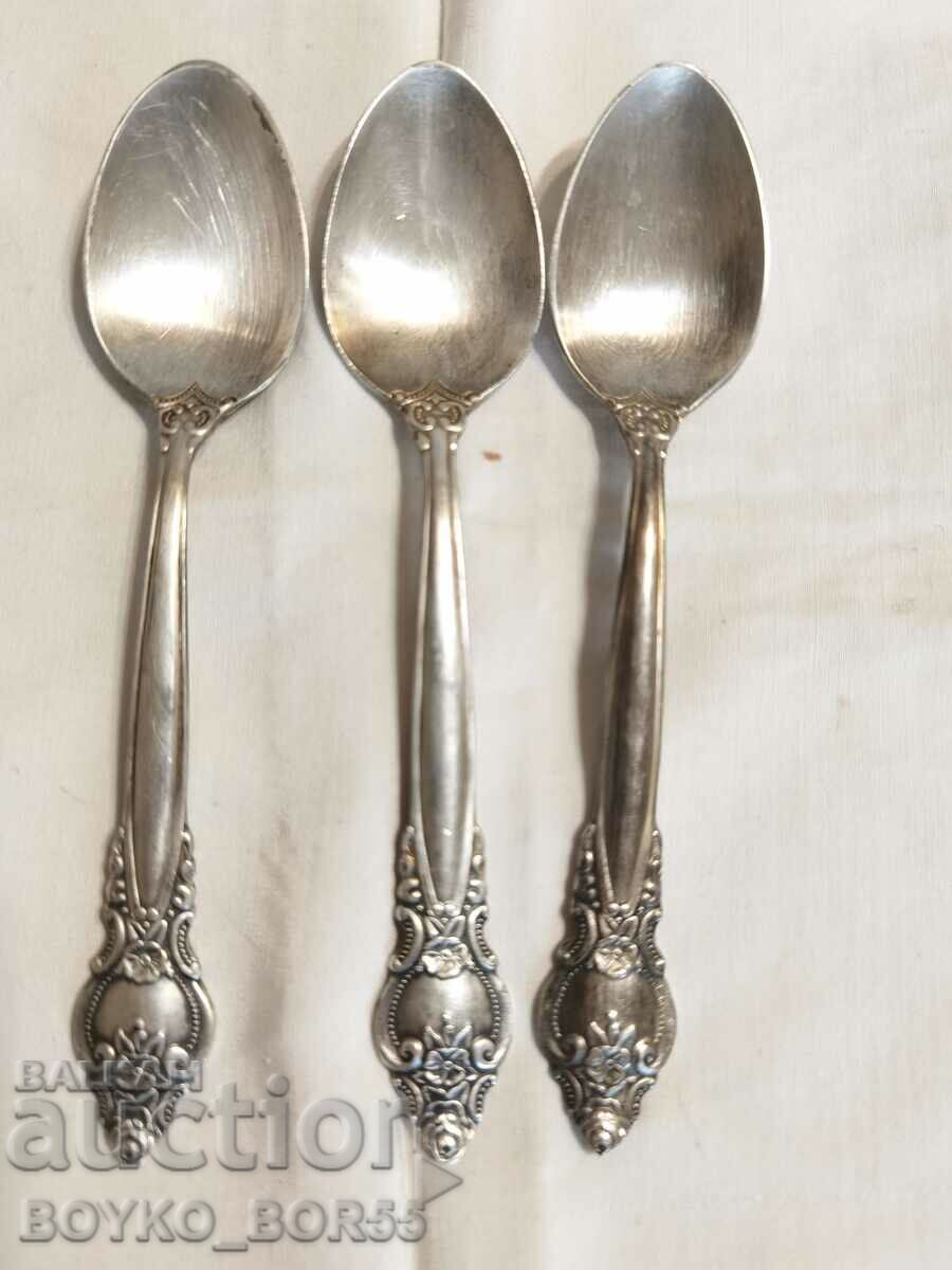 Original Russian Soc USSR Melchior Deep Silver Plated Spoons