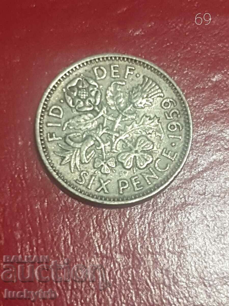 6 pence 1959 - Marea Britanie