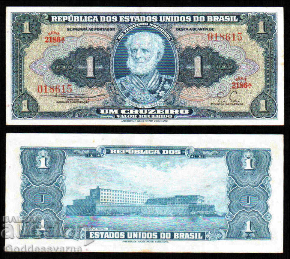 Brazilia 1 Cruzeiros 1954 Pick 150a PMG 66