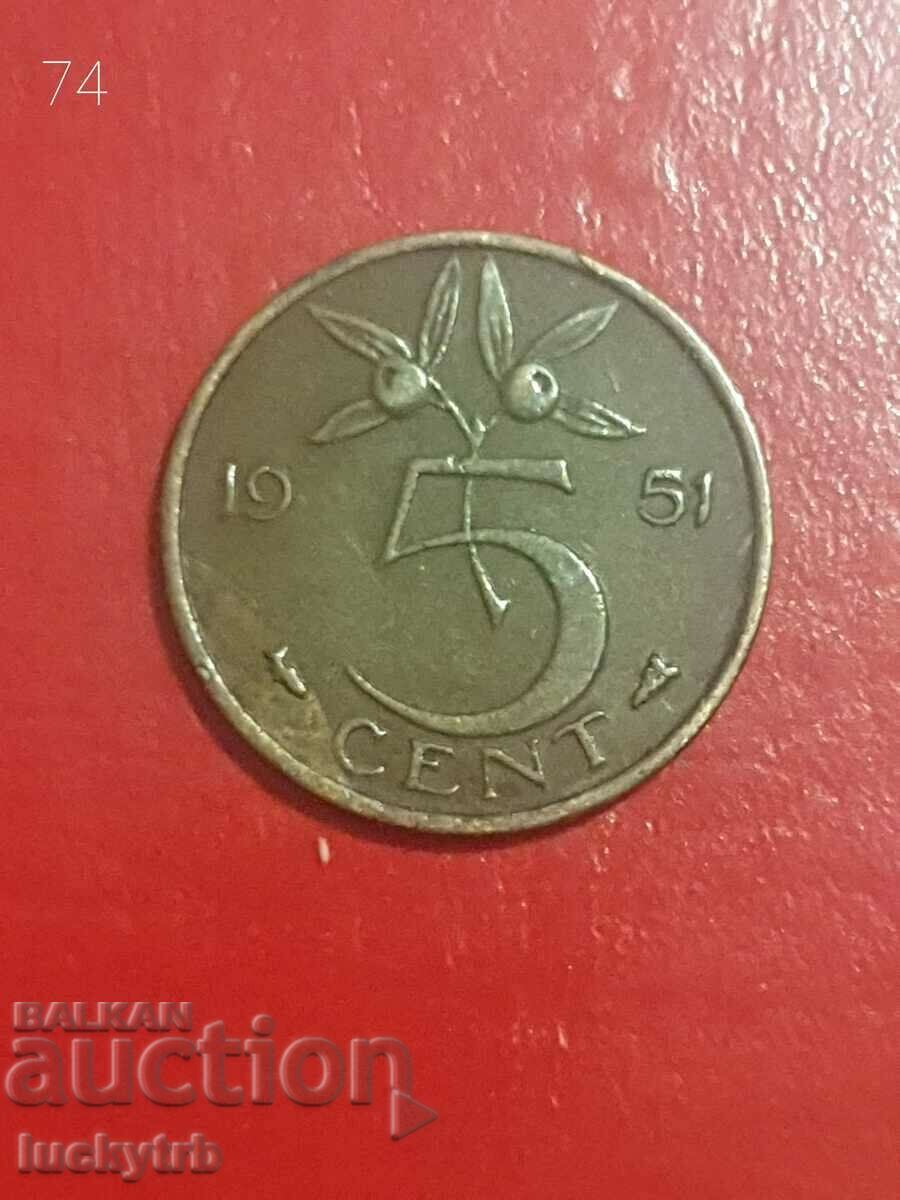 5 cents 1951 - Netherlands