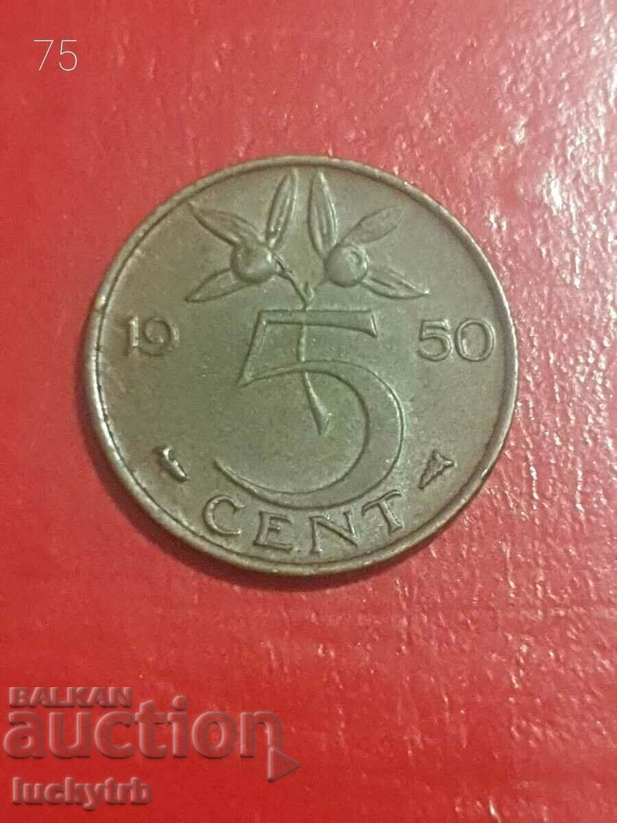 5 cents 1950 - Ολλανδία