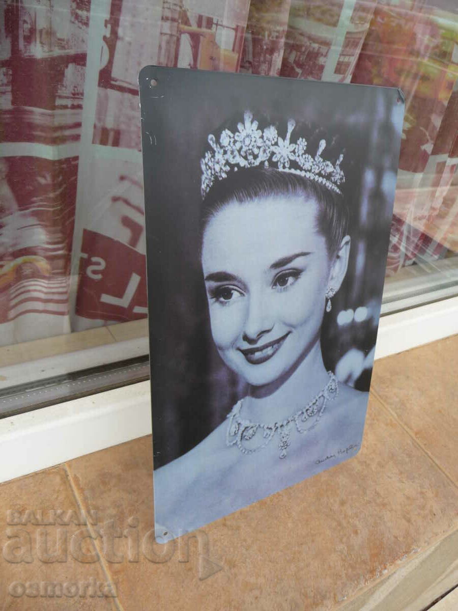 Μεταλλική πλάκα ταινία audrey Hepburn ταινία εικονίδιο στέμμα όμορφο με τιμή 18.00 BGN | € 9.20
