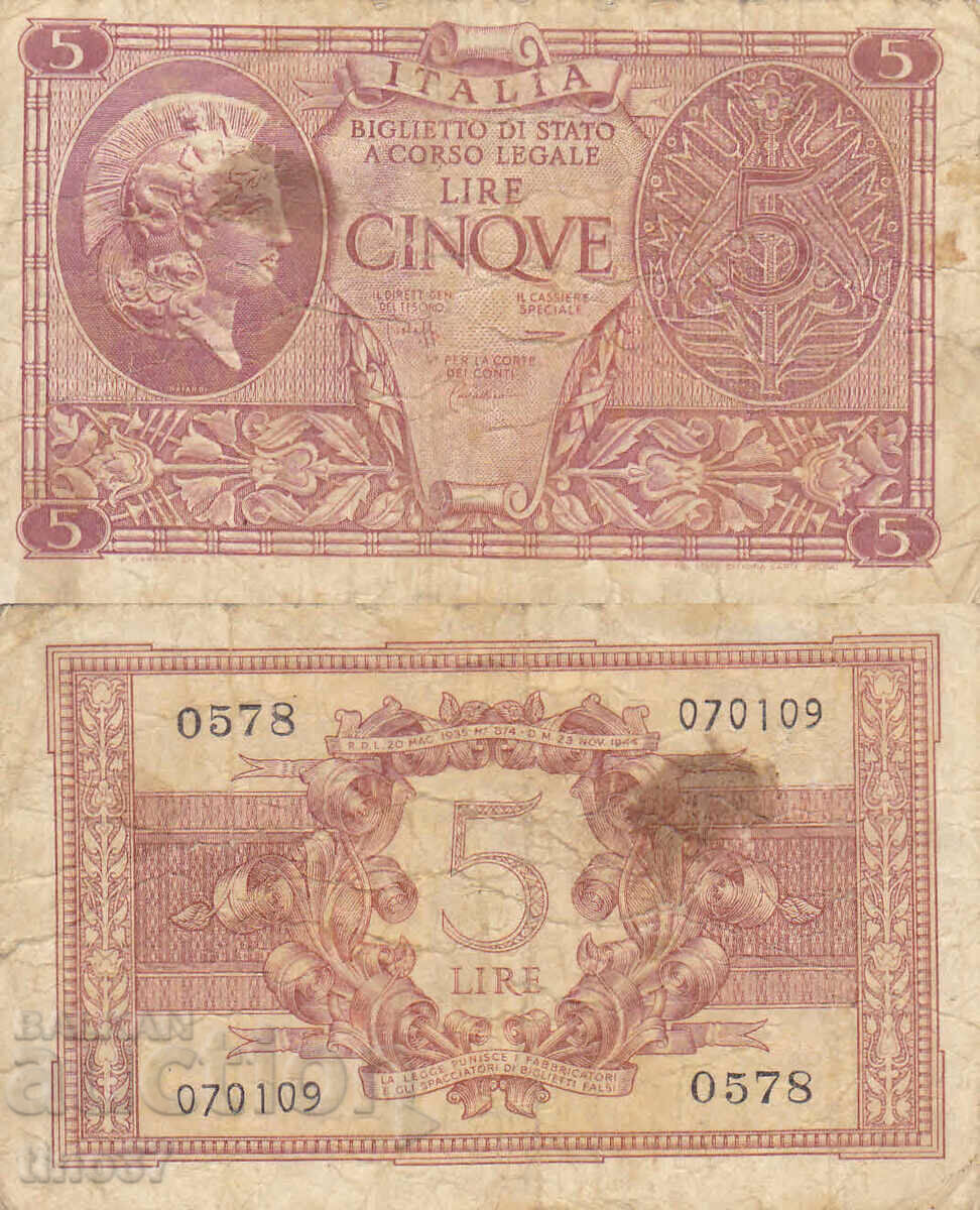 tino37- ITALIA - 5 LIRE - 1944