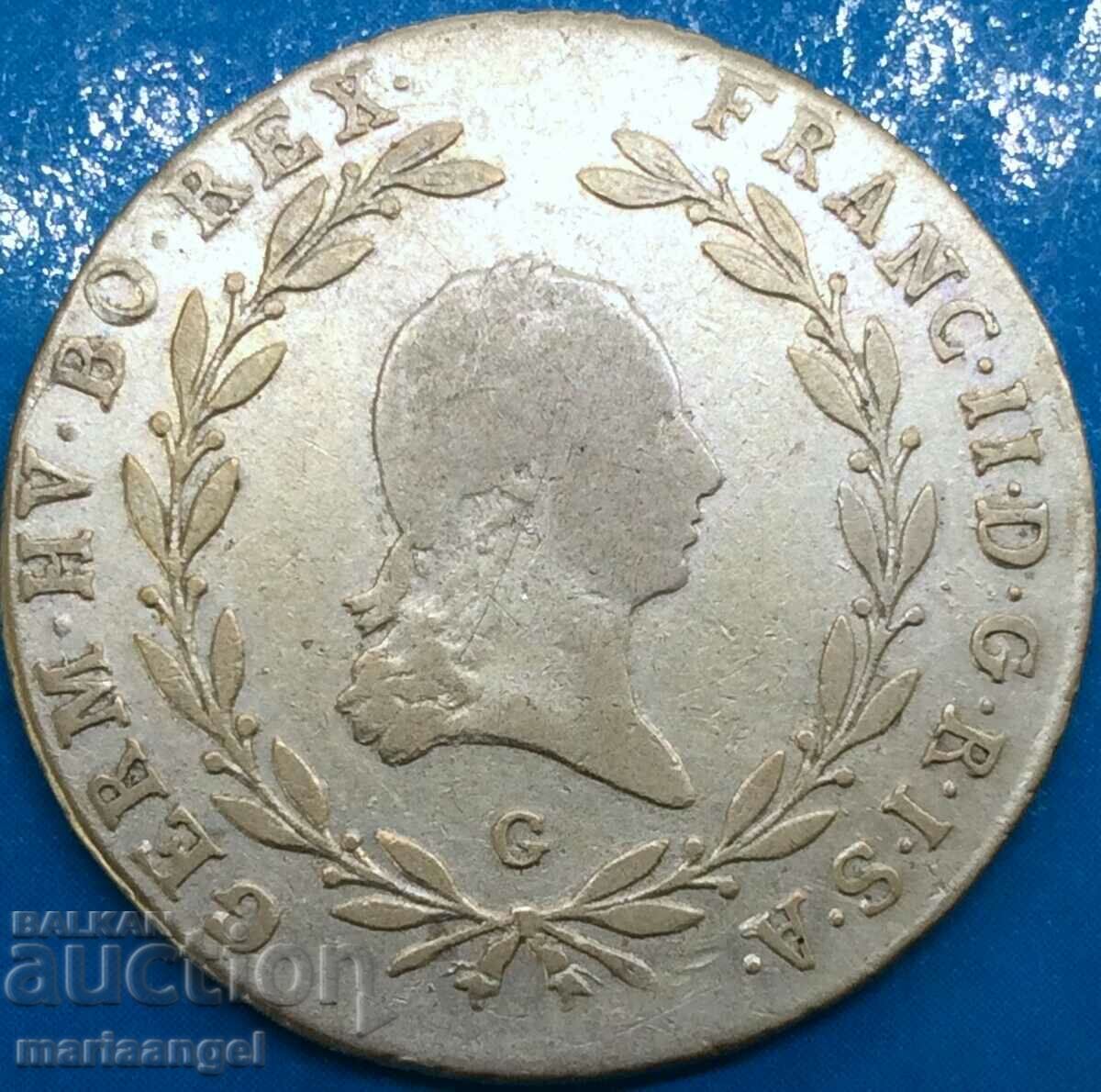 Austria 20 Kreuzer 1804 G - Bala Mare Tilt Franz II R