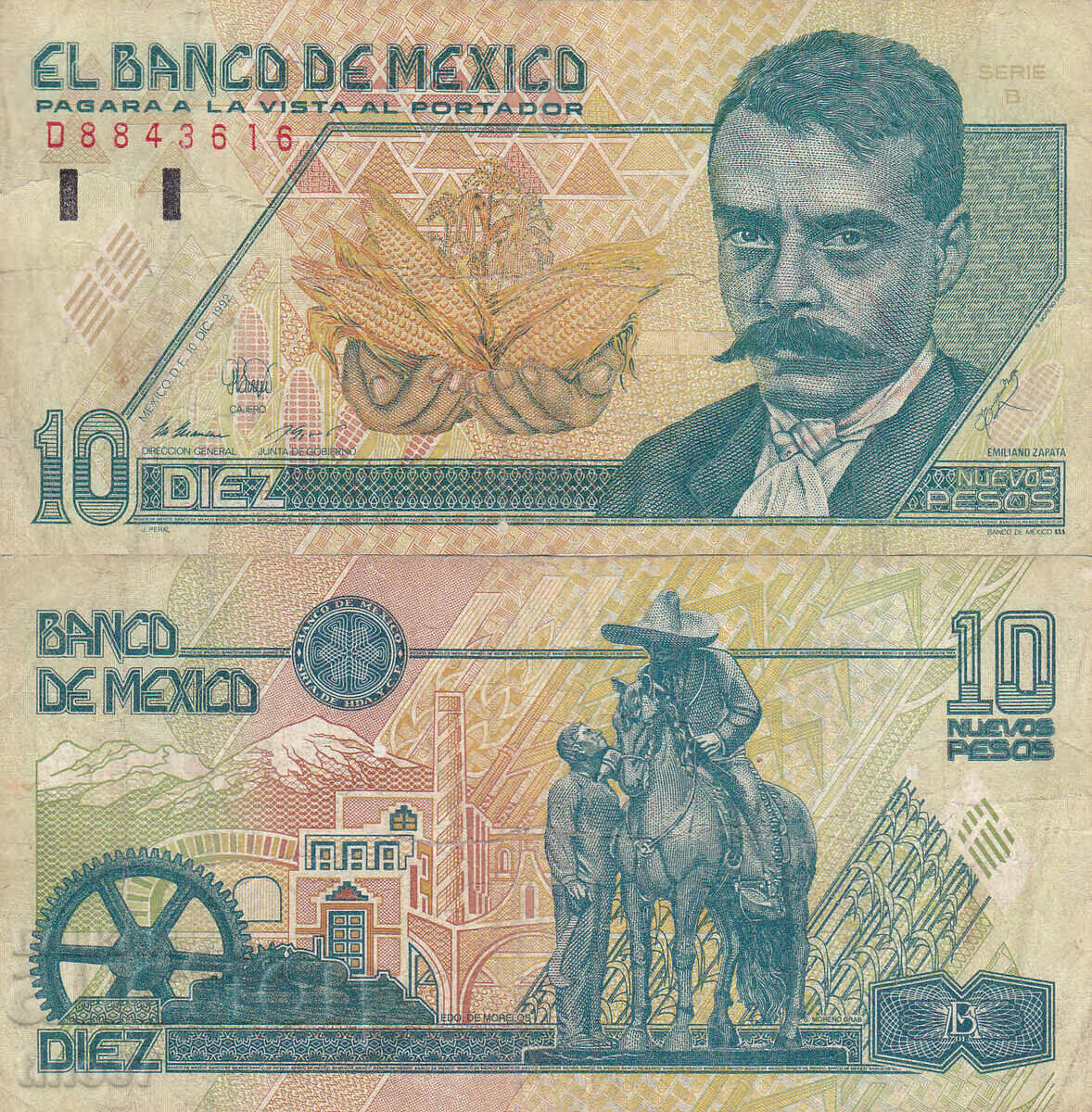 tino37- MEXICO - 10 PESOS -1992 - F