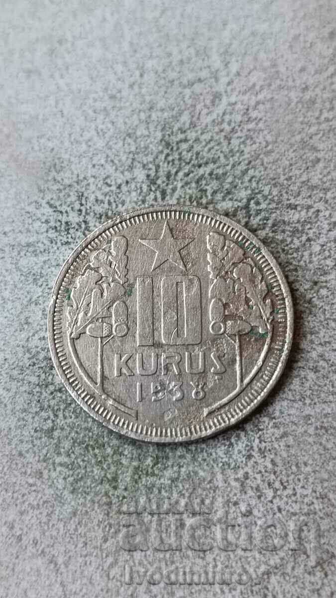 Turkey 10 kuruş 1938