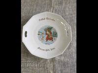 Porcelain plate, saucer with Christmas motif