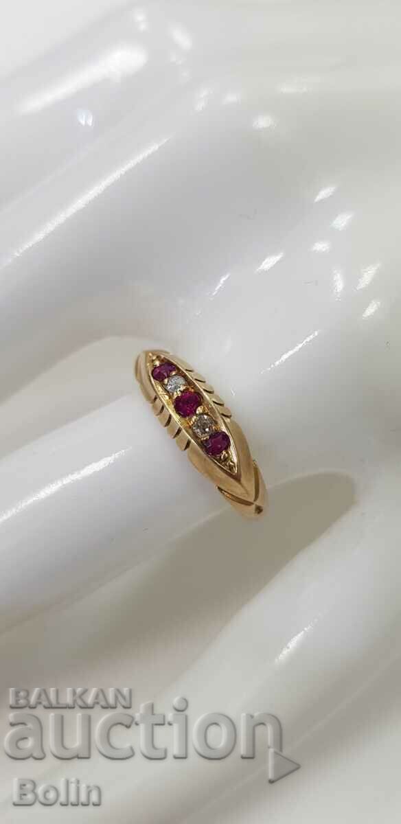 Victorian gold ruby and diamond ring 19th century