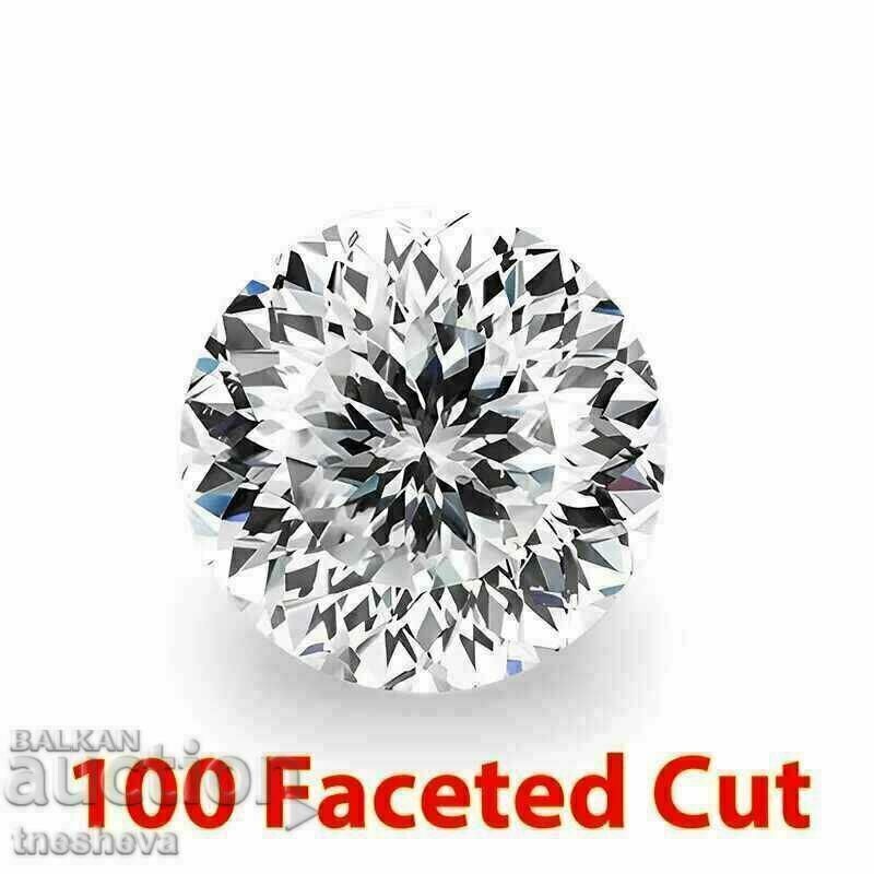 Moissanite / diamant / alb 6,5 mm, 1 ct. cu certificat