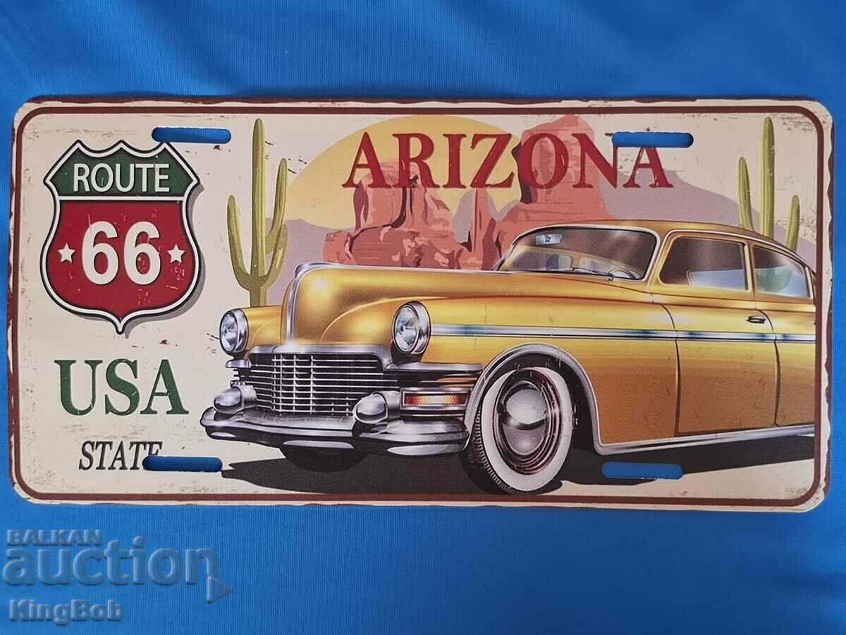 METAL RETRO SIGN "ROUTE 66. ARIZONA."