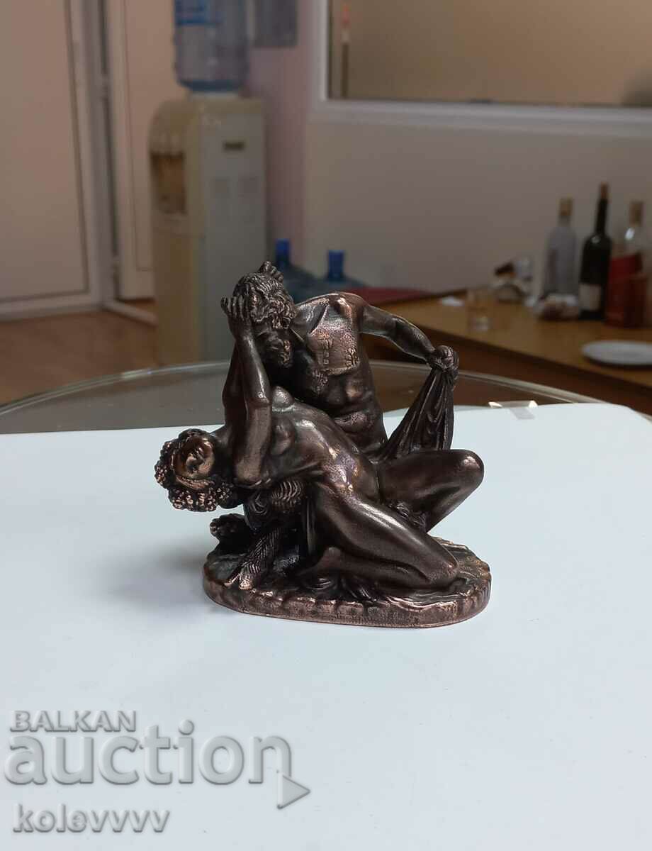 Statuette - "Satyre and Bacchante". Copper electroplating