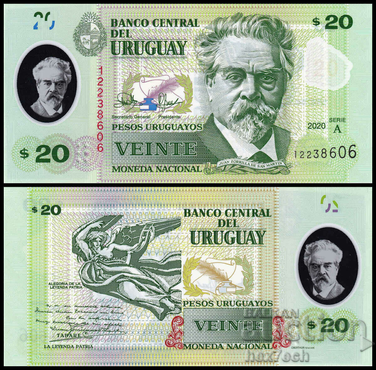 ❤️ ⭐ Uruguay 2020 20 pesos polymer UNC new ⭐ ❤️