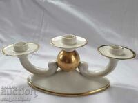 Porcelain candle holder with gilding