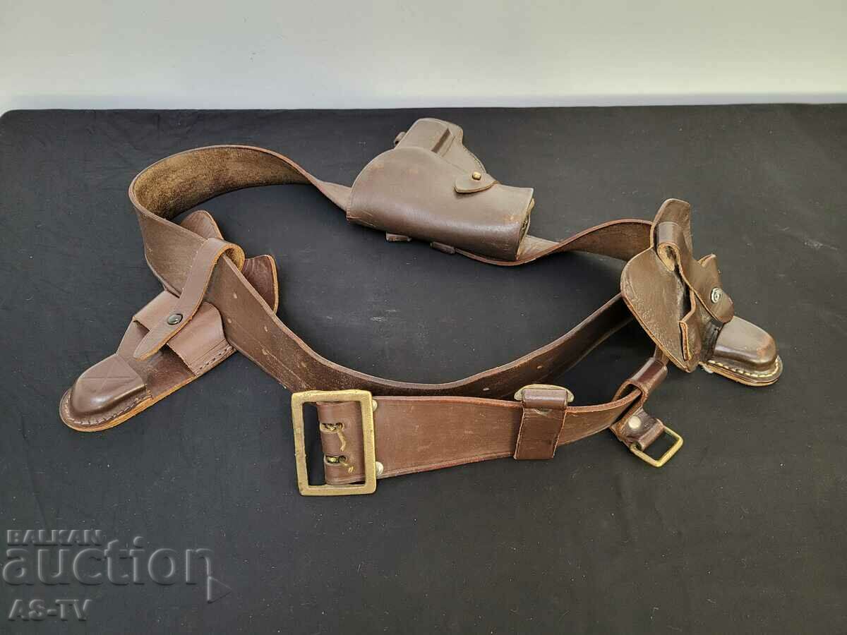 Military belt with three holsters