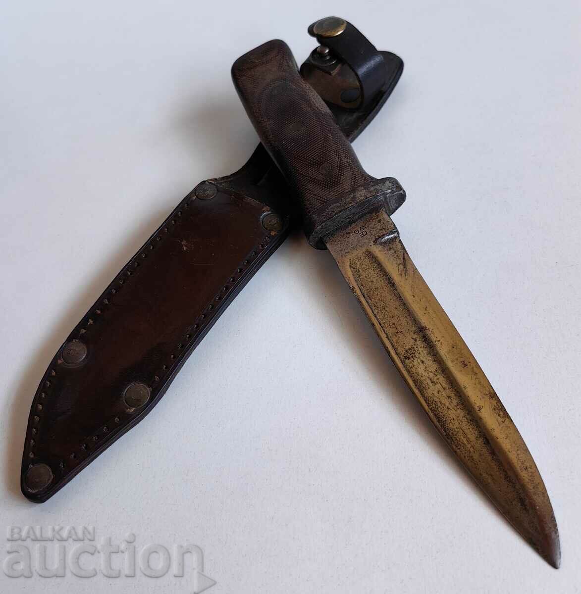 STABLE KNIFE CONVERTED WITH LEATHER HANDLE