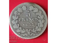 5 Francs 1833 "B" - France - Silver