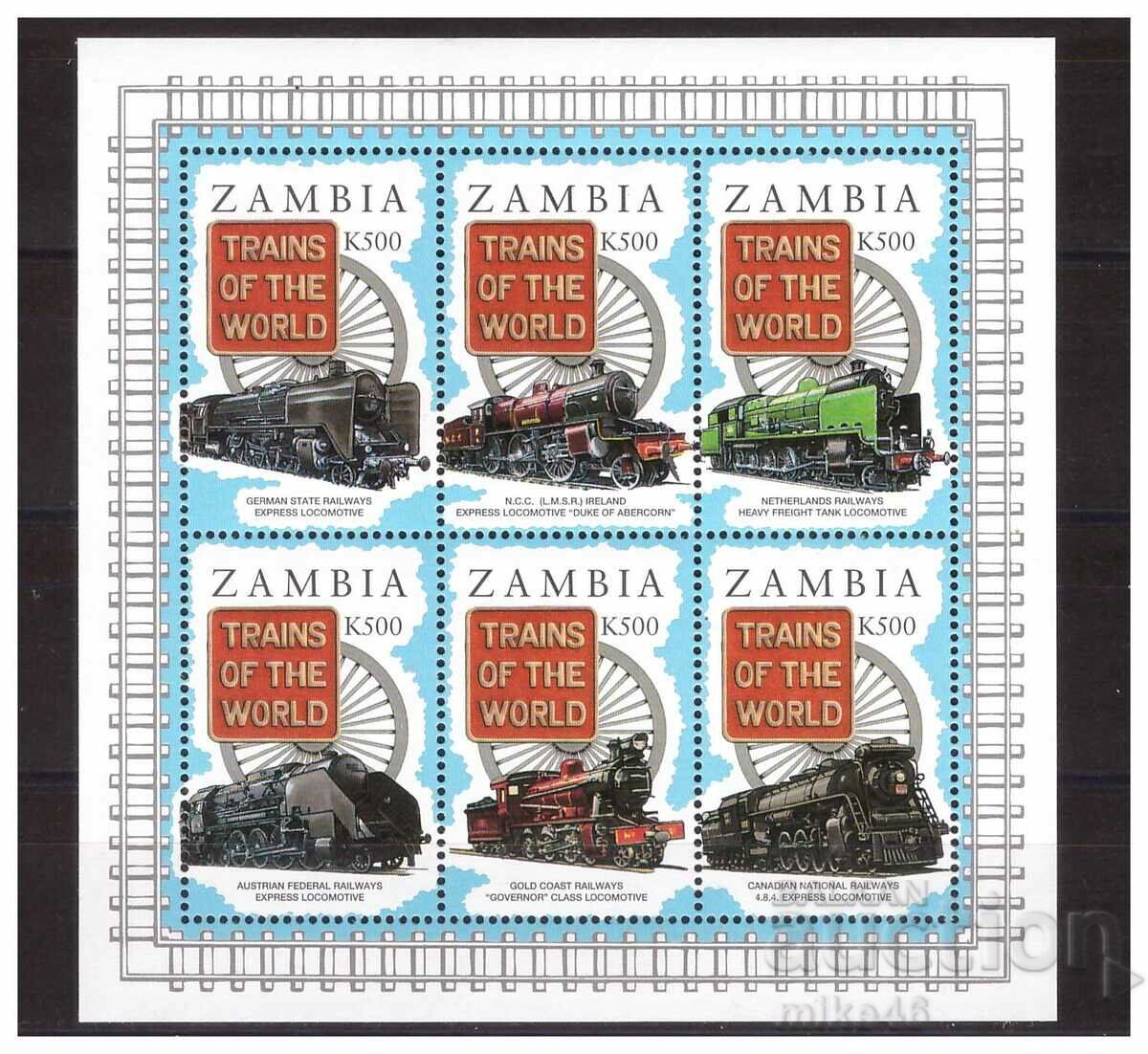 ZAMBIA 1997 Locomotive cu abur curat tabla mica