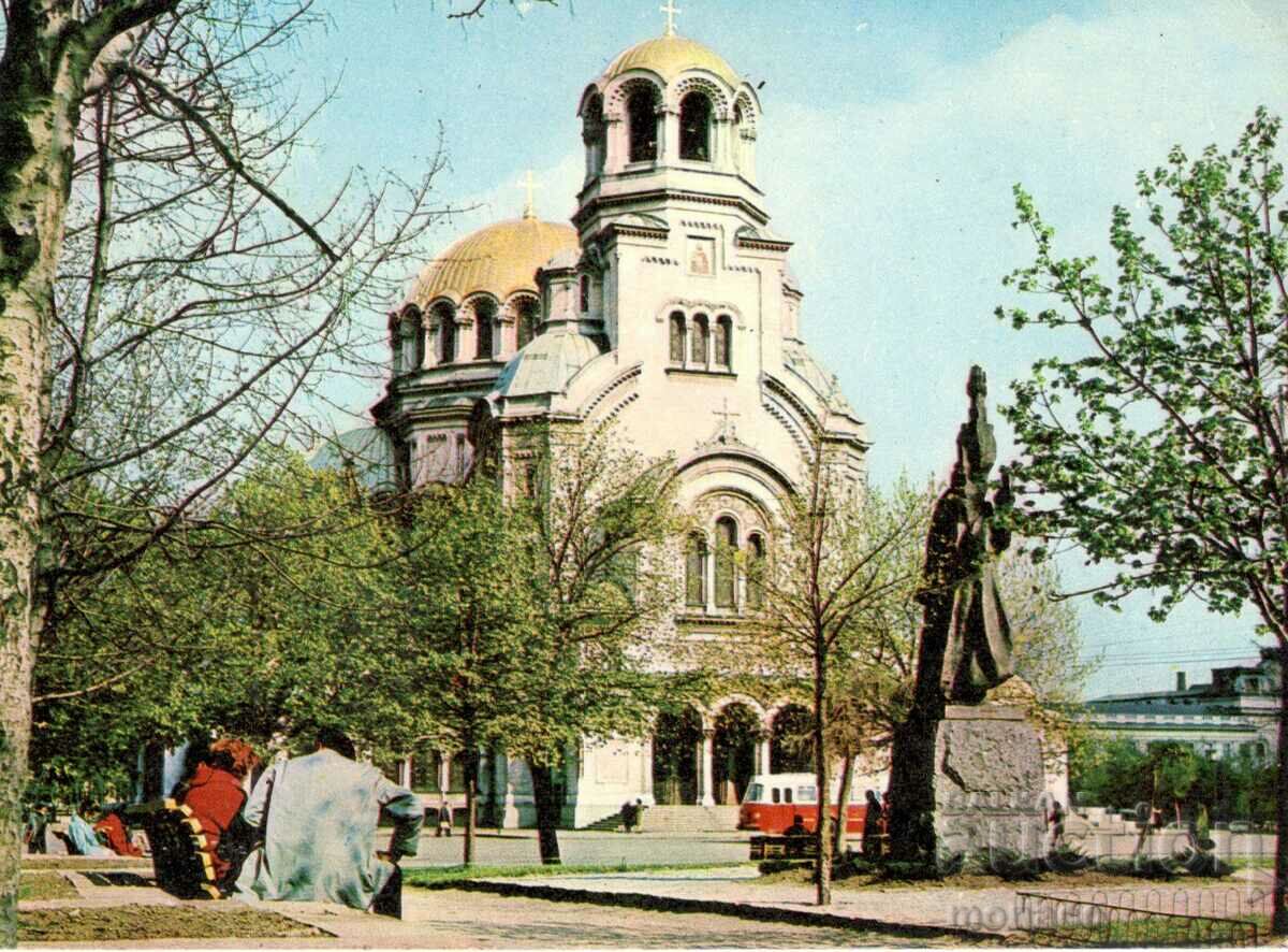 Old card - Sofia, Paisii's Monument and "Al. Nevsky"