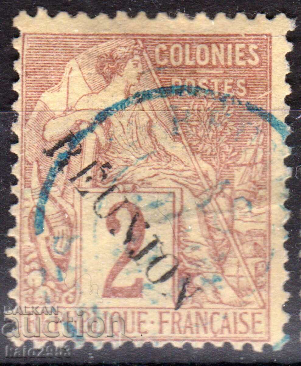 France/Reunion-1891- Colonial Allegory with Overprint, stamp