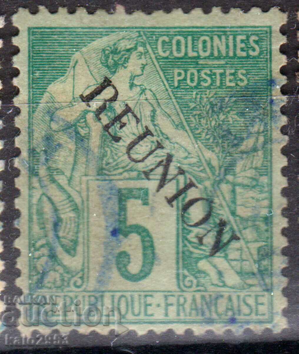 France/Reunion-1891- Colonial Allegory with Overprint, stamp