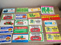 A collection of old labels from the Bulgarplod soca for export