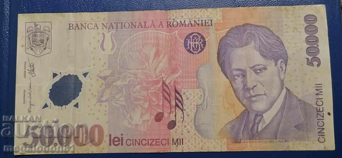 Romania - 50,000 lei, 2001, polymer