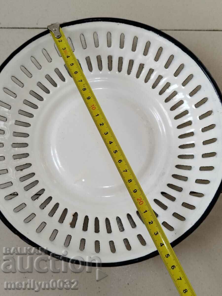 Δημοπρασία Παλιό πάνερ με σμάλτο, φρουτιέρα, εμαγιέ γλάστρα