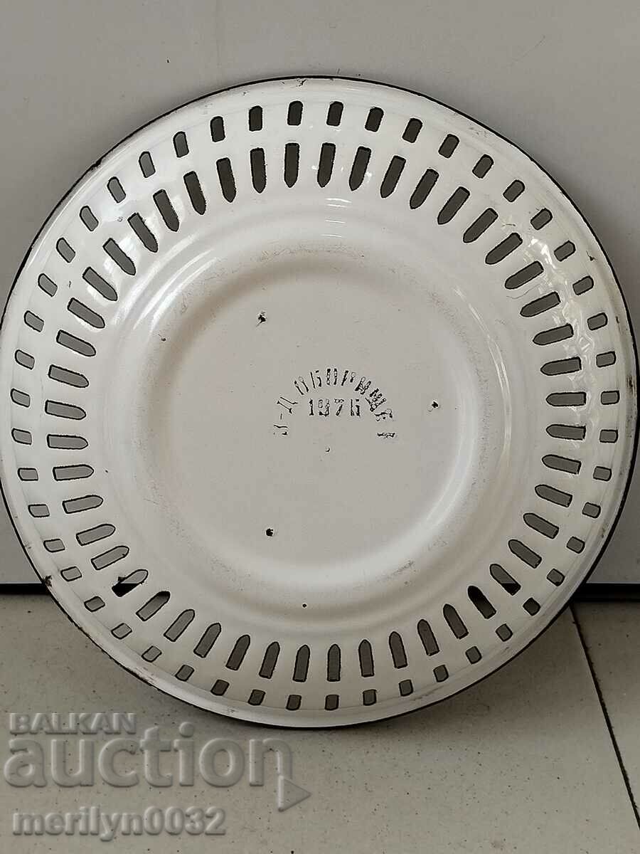 Παλιό πάνερ με σμάλτο, φρουτιέρα, εμαγιέ γλάστρα - 6