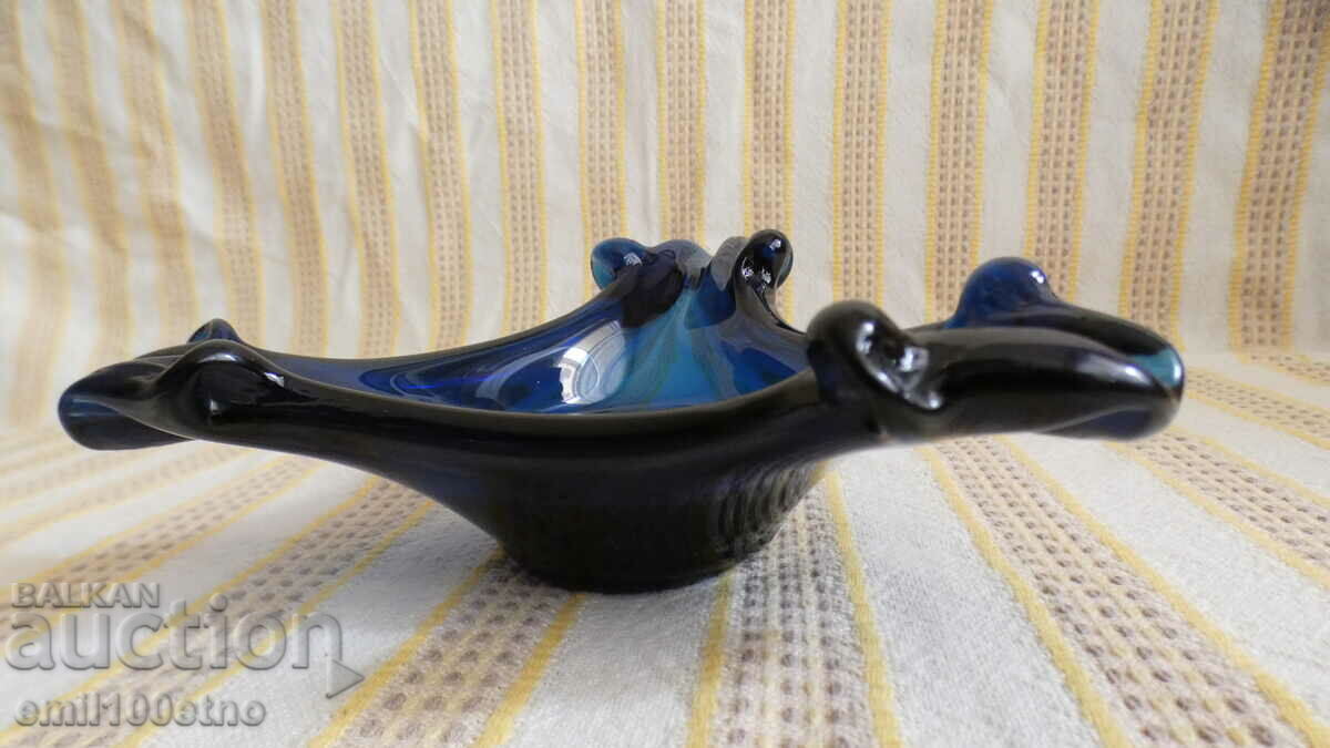 Auction  Handmade colored glass ashtray