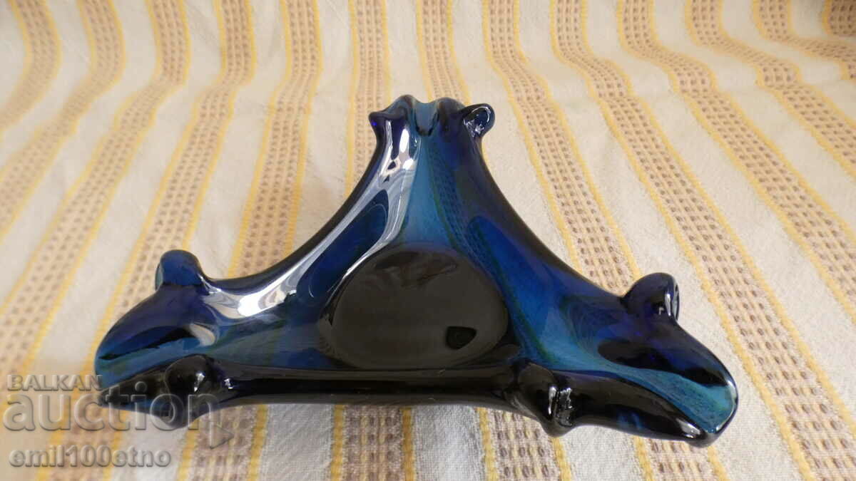 Handmade colored glass ashtray - 6