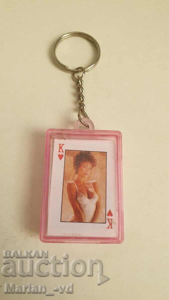 Old key ring with 52 playing cards