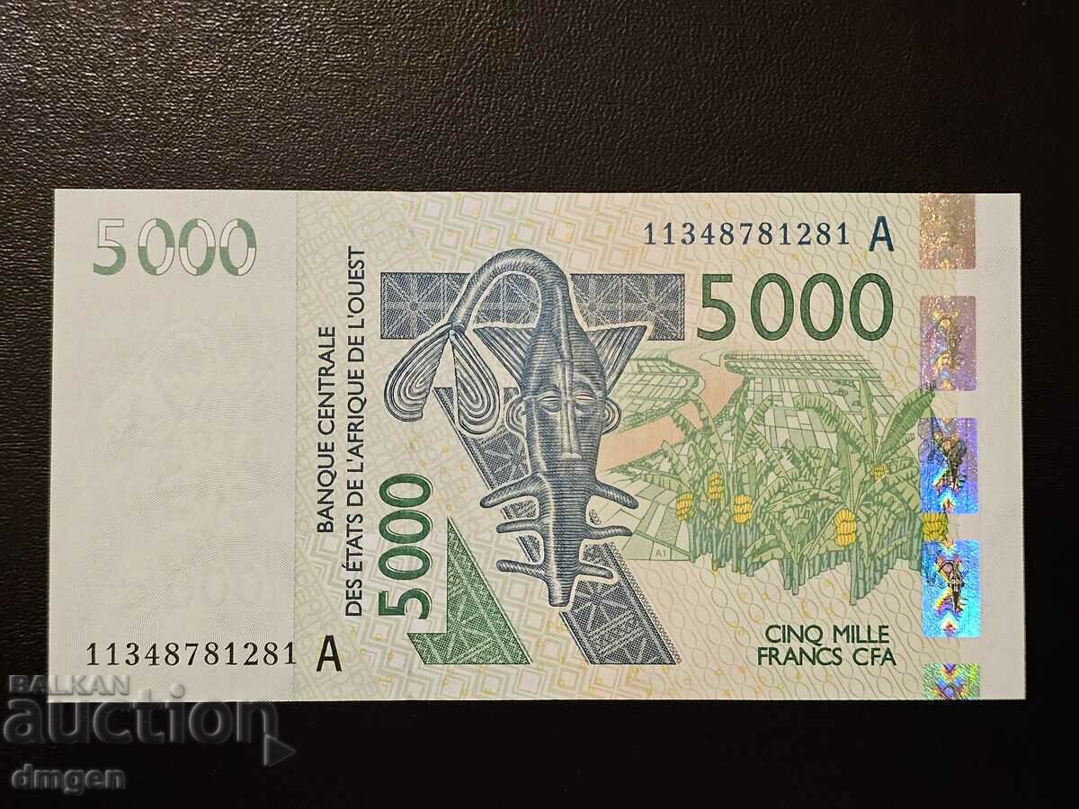 5000 francs West African States A Ivory Coast UNC