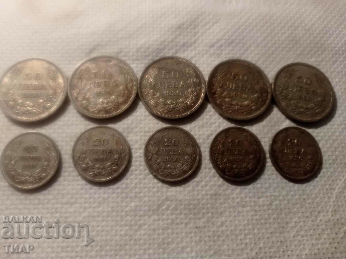 Coins 10 pcs Silver 1930 -0.01st